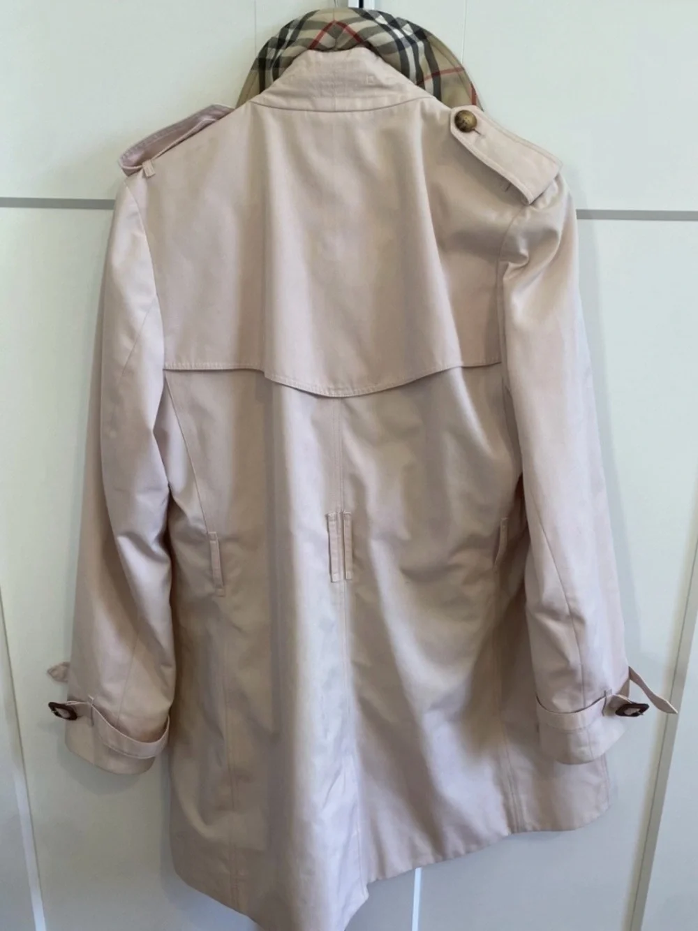 Burberry London Slim Fit Light Pink Trench Coat Nova Check UK12 US10 - Picture 5 of 15